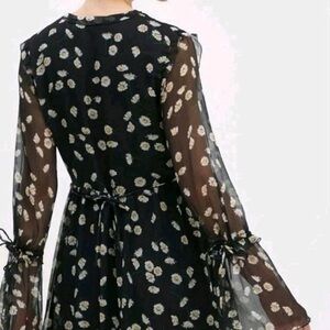 The Kooples Black Floral Sheer Blouse